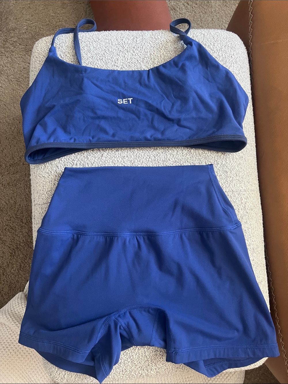 SET Active Navy Blue Crop Sports Bra and High-Waist Bike Shorts